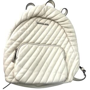 Michael Kors Erin medium quilted leather backpack in optic white Bag
